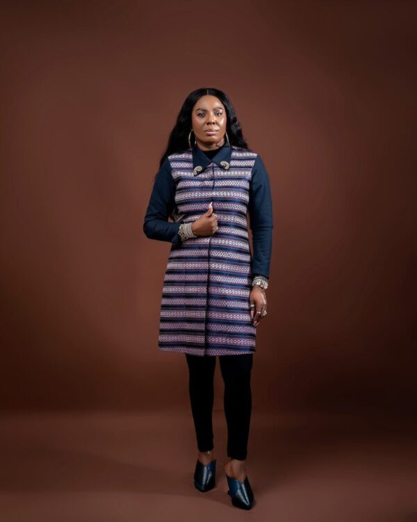 TAMA Navy/Pink Collared Jacket Dress