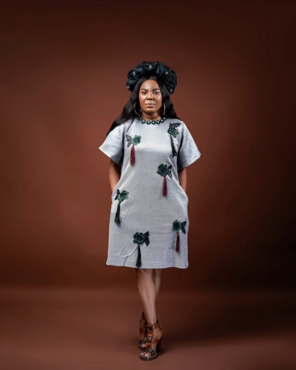 ANGIE Grey Tassled Shift Dress