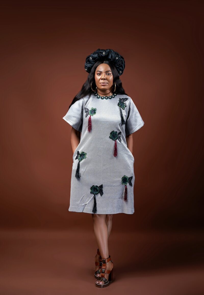ANGIE Grey Tassled Shift Dress