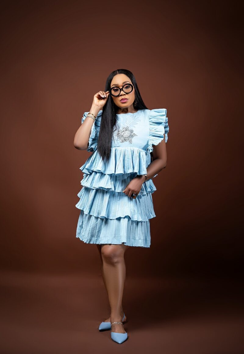 TAMI Powder Blue 3-Tier Dress