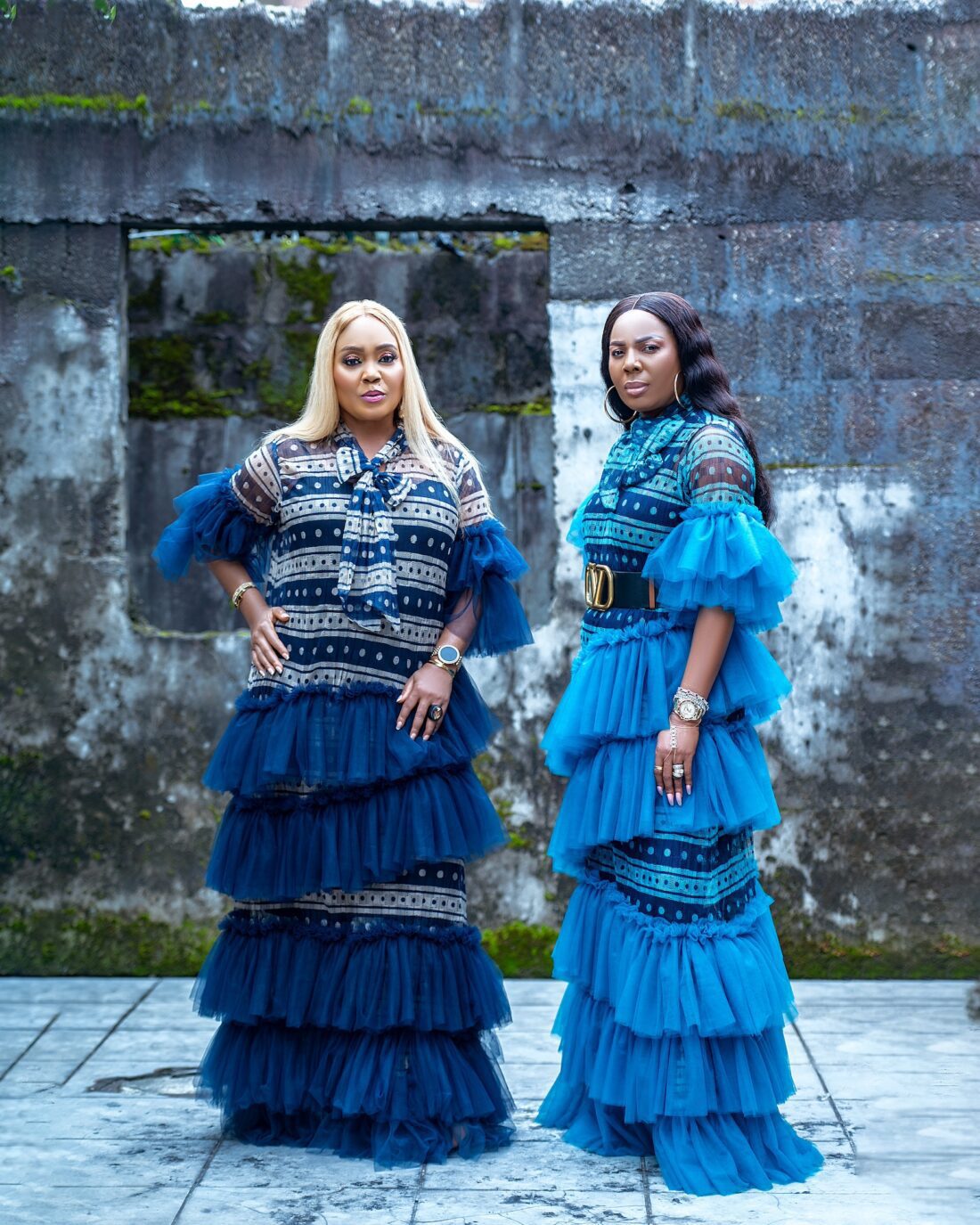 AMINA Gypsy 3-Tier Maxi Gown (Navy & Turquoise) - Image 2