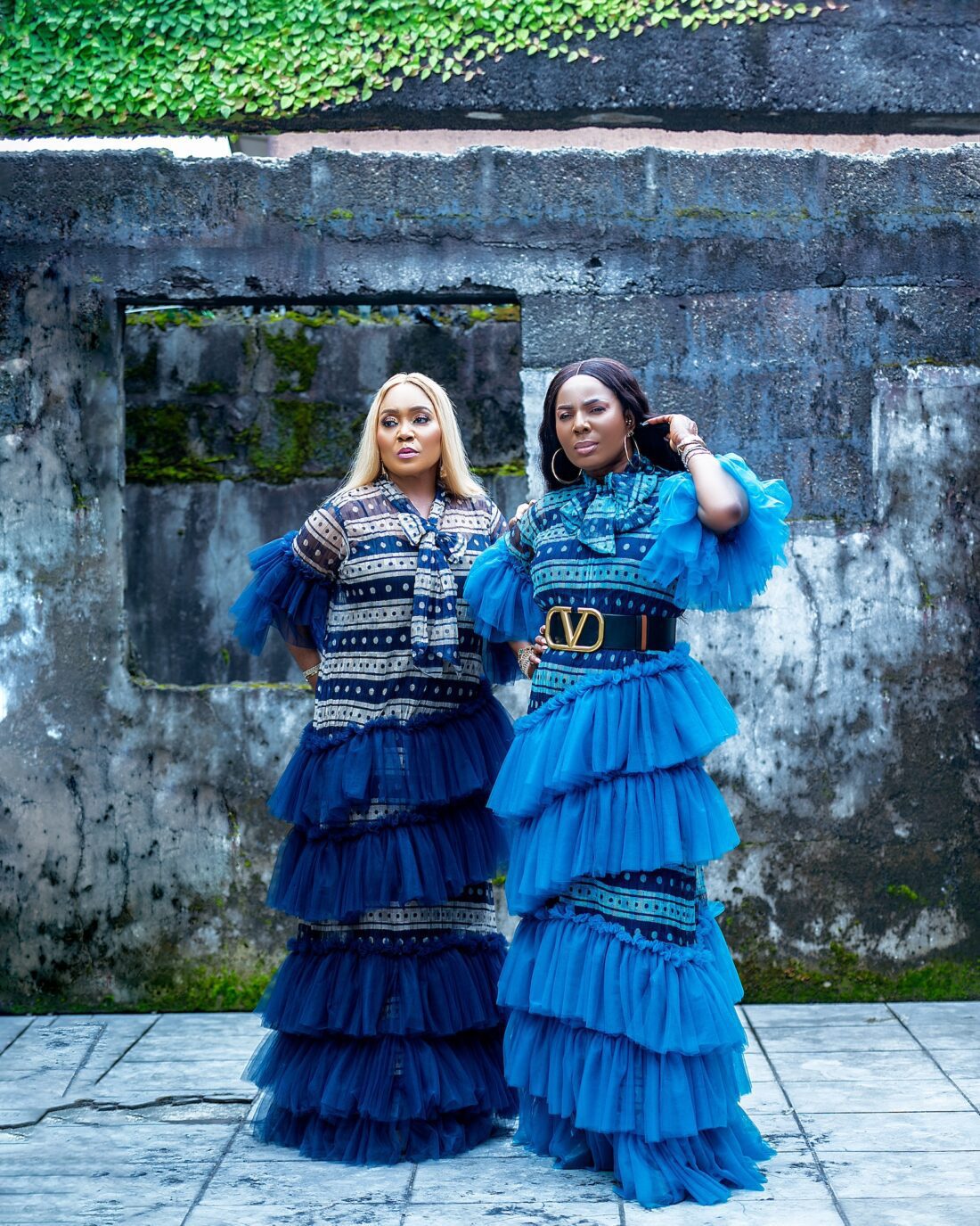 AMINA Gypsy 3-Tier Maxi Gown (Navy & Turquoise) - Image 3