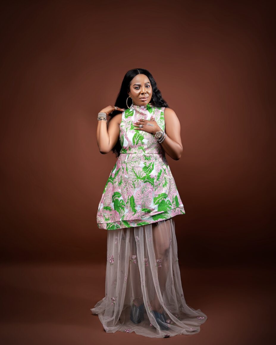 ASA Pink/Green Flowered 3-Tier Maxi Gown - Image 2